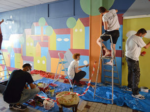 Réalisation d'une fresque au 21, rue Maracci à Lille